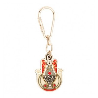 Menorah Hamsa Hand Key Chain